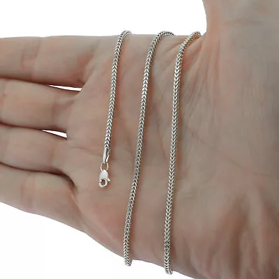 $160.99 • Buy 10K White Gold 2mm Franco Box Wheat Foxtail Chain Pendant Necklace 16 - 30 