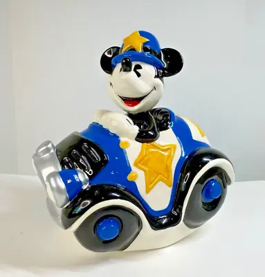 Vtg Disney Mickey Mouse Police Car Ceramic Bank W/Stopper By Enesco • $12
