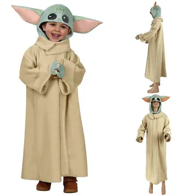 Baby Yoda Cosplay Costume Mandalorian Star Wars Kids Fancy Dress Up 3-10 Yearsפ • £14.72