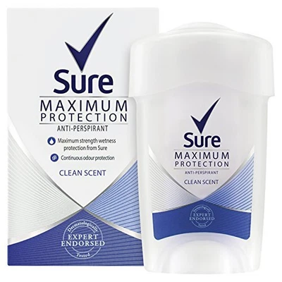 £25.94 • Buy Sure Men Maximum Protection Clean Scent Anti-Perspirant Deodorant Cream, 45 Ml,