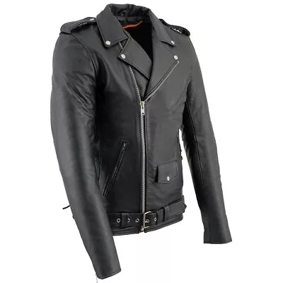 Milwaukee Leather SH1011TALL Black Classic Brando Motorcycle Jacket For Men Made • $144.99