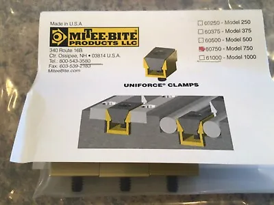 Mitee-Bite 60750 Uniforce Clamps 6-pack 6 Total Clamps 1/4-20 Thread • $65