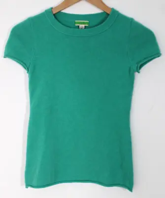 J Crew XXS Green 100% Cashmere Rolled Hem Short Sleeve Sweater • $28.99