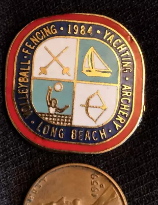 1984 La Olympic Pin Long Beach Archery Volleyball Fencing Yachting  Pin • $8.99