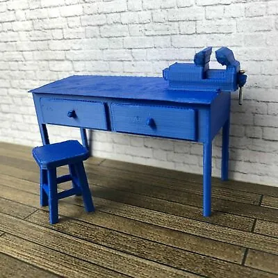 £16.79 • Buy Work Bench With Vice And Stool For 1:18 Scale Diorama Garage
