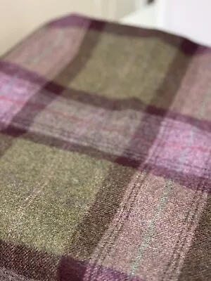 Abraham Moon Wool Fabric Remnant Purple & Green Tartan Plaid • £15