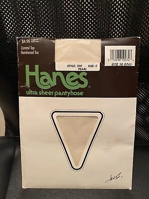 Vintage Hanes Ultra Sheer Pantyhose Size C Control Top Reinforced Toe Pearl • $5