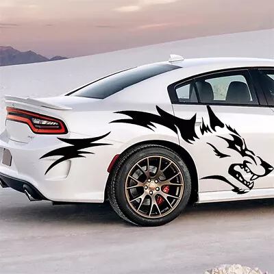 2PCS 130*45cm Universal Black Wolf Fashion Car Door Side Vinyl Decal Sticker  US • $13.54