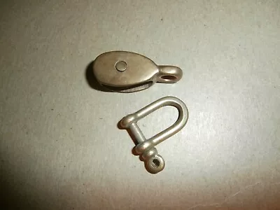 Vintage Small Brass Pulley & Clevis Shackle • $15.99