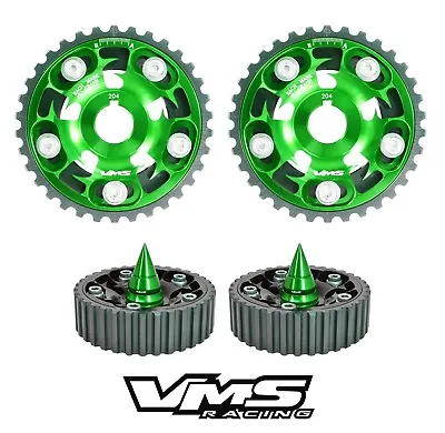 Green Vms Racing Adjustable Cam Gears + Spiked Bolts For Honda Prelude H22 H22a • $124.95
