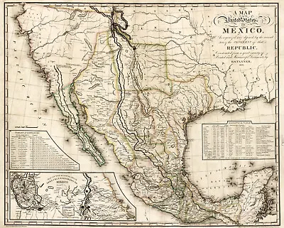 1826 United States Of Mexico Map Poster Wall Art Decor Old History Reproduction • $37.95