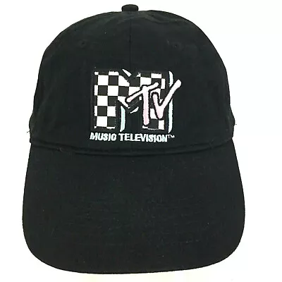 MTV Music Television Cap Checkered Spell Out Logo Strap Back Baseball Dad Hat • $12.28