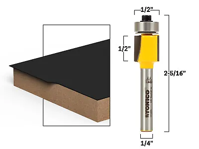 1/2  Laminate Flush Trim Router Bit - 1/4  Shank - Yonico 14146q • $9.95