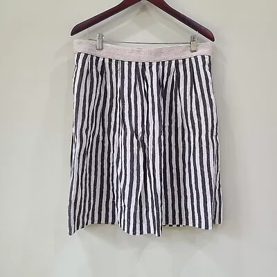 Loft Womens 100% Linen Skirt Size 12 Black Stripe A-Line Boho Beachy • $19.99