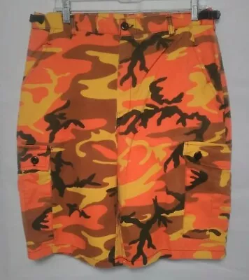  Military Orange Brown Yellow Cargo Shorts Size Small W27 L11 Camouflage Camo • $16.97