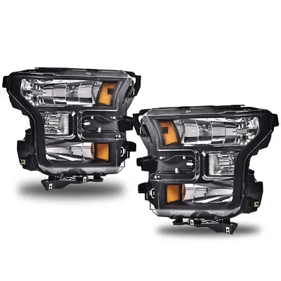 Fit For 2015-2017 Ford F150 Black Housing Amber Headlights Headlamps Pair • $98.40