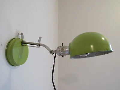 MCM Wall Table Lamp AVOCADO GREEN Work Bed Light 1960's Atomic Dome Vintage • $89.99