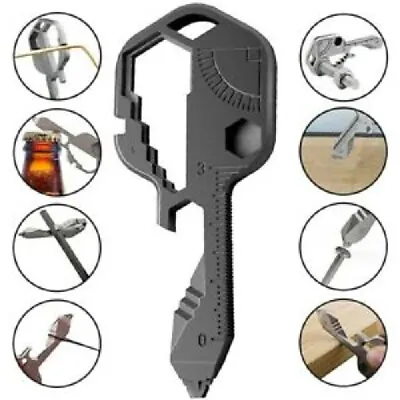 24 In 1 Multi-tool Key Shaped Pocket Tool Keychain Bottle Opener Wrench Ruler • £4.38