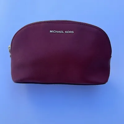 Michael Kors Alex Medium Travel Leather Makeup Pouch Cherry • $29