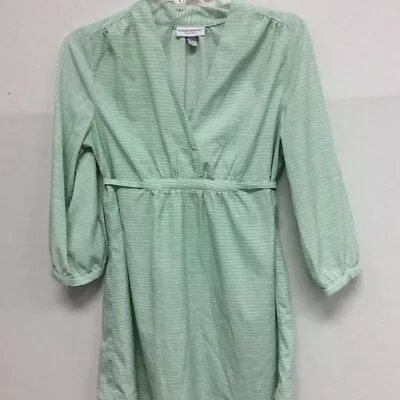 Liz Lange Maternity Womens Top Green White Stripes 3/4 Sleeves V-Neck Blouse XS • $15.51