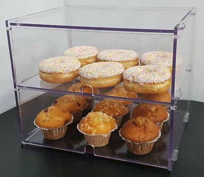 thumbnail image 2 of Two-Tier Acrylic Bakery Display Case – Countertop Cabinet For Cupcakes, Donuts, Pastries – Wholesale POS 2 of 3
