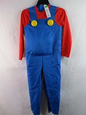 Mario Costume Boys Small 4 To 6 Red Blue Jumpsuit Only No Gloves Hat Or Mustache • $19.99