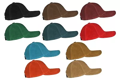 Unisex Baseball Cap Genuine Suede Leather Work Sports Hat Adjustable Hip-Hop Cap • £21.24