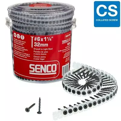 Senco 6 1-1/4  Collated Drywall To Wood Screws Philips Bugle-Head Deck 1000 Pack • $33.78