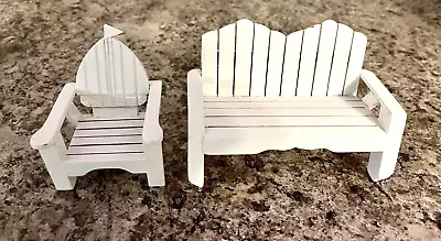 Dollhouse Miniature 1:12 White Wood Adirondack Beach Sailboat Chair And Bench • $14.90