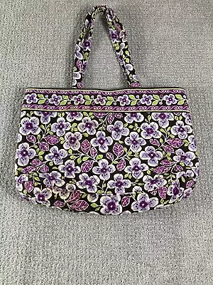 VERA BRADLEY Plum Petals Purple Quilted Floral Medium Duffle Shoulder Bag 17”X13 • $19