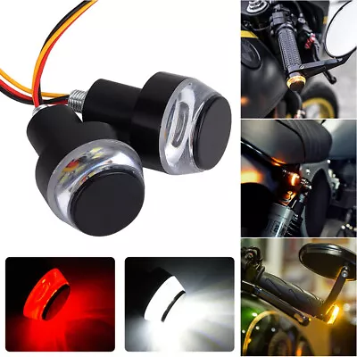 Motorcycle Handlebar Turn Signal Grip Bar End Red LED Light Indicator Blinker US • $8.08