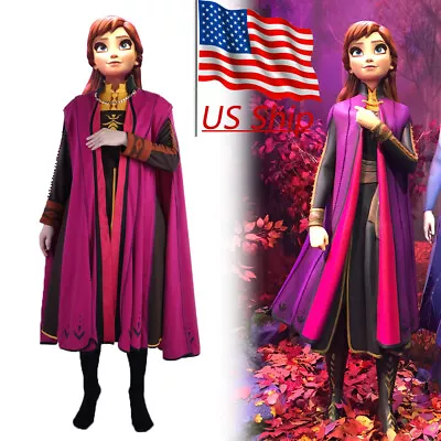 Frozen 2 Cosplay Princess Anna Costume Outfit Full Set Halloween Fancy Dress New • $69