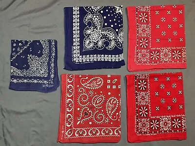 5 Vintage Red Navy Elephant Fast Color  Handkerchiefs Bandanna Polka Dot Tower • $80