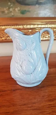£15 • Buy Victorian Floral Powder Blue Relief Moulded Jug C1870 William Brownfield Style