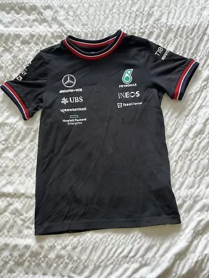 Boys Mercedes AMG Petronas F1 Team 2023 Official T Shirt Black 9/10 Year Olds • £6