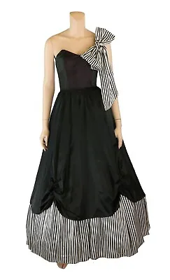 Gunne Sax Jessica McClintock Vintage 80s 90s Black Striped Prom Party Dress Sz 7 • $224.96