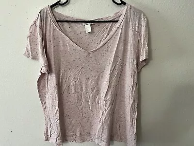 H&M Basic Mauve Short Sleeve V-Neck T-Shirt Women's L Pink • $9.70