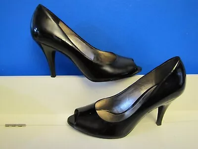 Michelle D. High Heel Shoes (Retails $64) Black Patent Leather Size 7 M Open Toe • $14.99