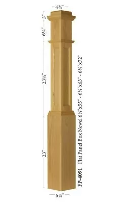 FP-4091 Flat Panel Amish Made Red Oak Box Newel Post • $300