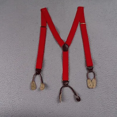 Red Suspenders Leather Button On Braces Classic Kenneth Stevens • $18.27