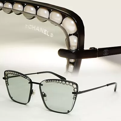 Chanel Sunglasses Pearl Black Square Metal Light Grey 4235-H C.101/87 57mm • £199