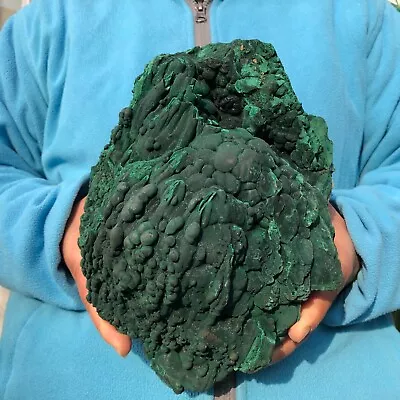 15.4LB Natural Green Malachite Spherical Quartz Cluster Crystal Mineral Specimen • $0.99