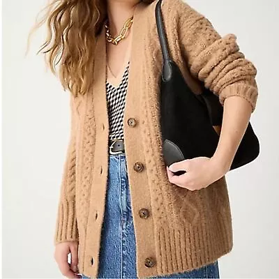 J Crew Cable Knit Stretch Cardigan Sweater • $130