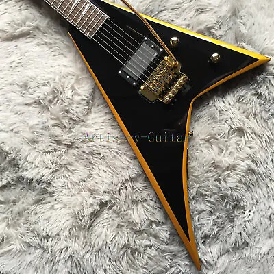 $229 • Buy Jackson Offset-V Electric Guitar Floyd Rose Bridge Gold Parts Fast Ship