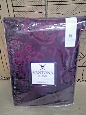 Vantona Ornate Damask Jacquard Plum 66 X 72  Curtains Lined/ Pencil Pleat • £35