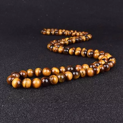 6/8mm Tiger Eye Stone Beaded Necklace Men Meditation Yoga Natural Stone Necklace • $10.99