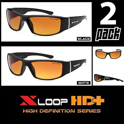 2 Pack XLOOP Driving Sunglasses Yellow High Definition + HD Anti-Glare Glasses • $13.95