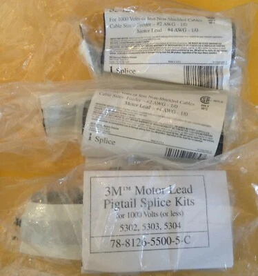 $11 • Buy 3M Motor Lead Pigtail Splice Kit 5302 Lot Of 3 Splice Kits New #2 –1/0 1000 Volt