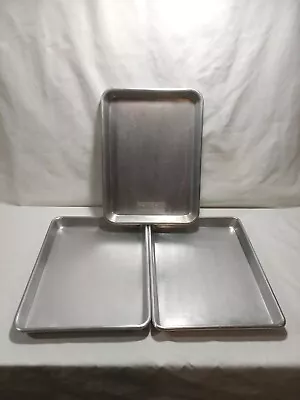 3 Vintage USA Heavy Aluminum Bakers Quarter Sheet Baking Pan 13 X9.5 X1  • $34.95