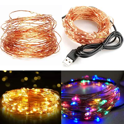 £2.71 • Buy 3-15M USB LED Copper Wire String Fairy Lights Party Home Garden Decor Warm White